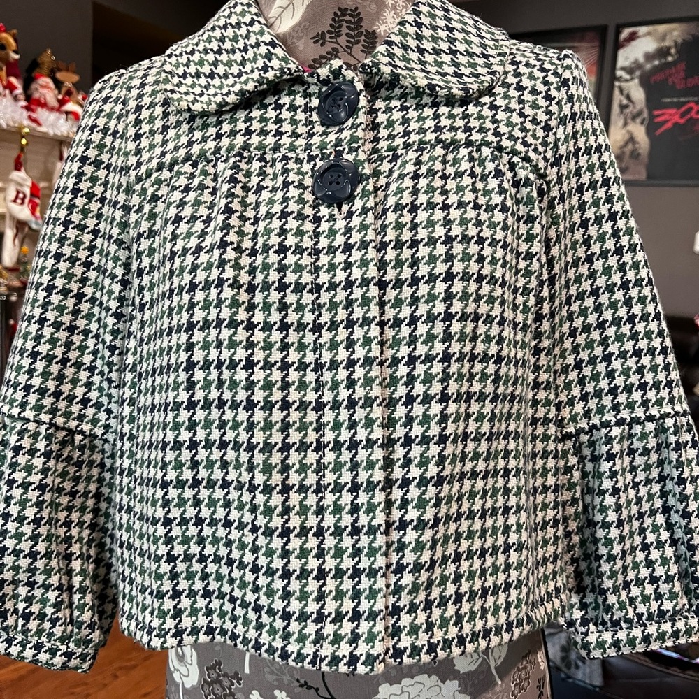 Fossil Black and White Houndstooth Blazer